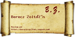 Berecz Zoltán névjegykártya